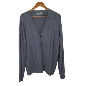 Vintage Oscar De La Renta Gray Textured Grandpa Cardigan Academia Sz XL